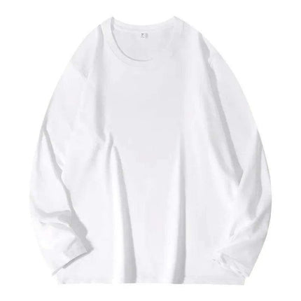 Men's Heavyweight Cotton O-neck Long-sleeved T-shirt - Solid Color Casual Top for Spring and Autumn Couples - Très Elite