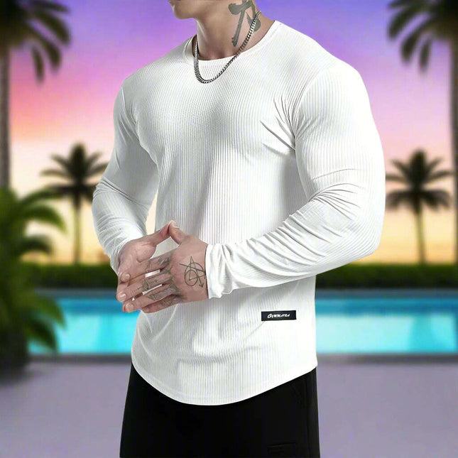 Men's Lightweight Slim Fit Long Sleeve Muscle T-Shirts for Gym Workouts and Bodybuilding