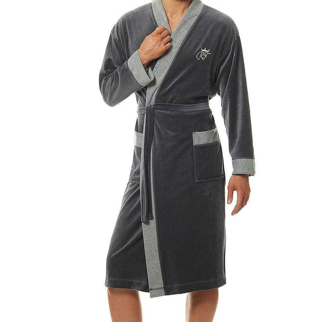 Men's Luxe Plush Velour Bathrobe by L&L Collection