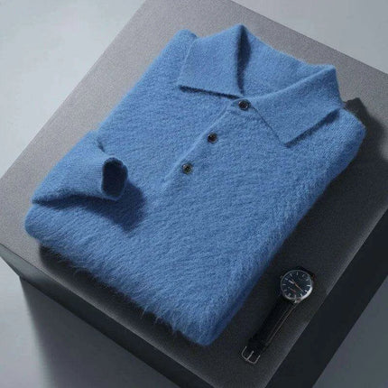 Men's Luxury 100% Mink Cashmere Polo Neck Knit Pullovers - Très Elite