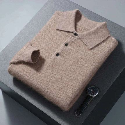Men's Luxury 100% Mink Cashmere Polo Neck Knit Pullovers - Très Elite