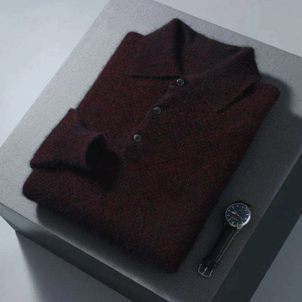 Men's Luxury 100% Mink Cashmere Polo Neck Knit Pullovers - Très Elite