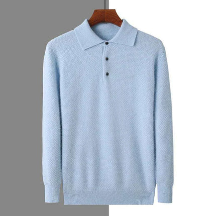 Men's Luxury 100% Mink Cashmere Polo Neck Knit Pullovers - Très Elite