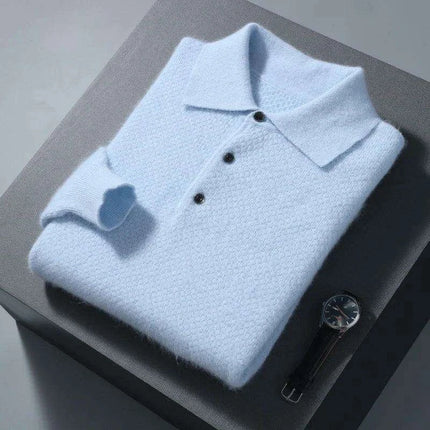 Men's Luxury 100% Mink Cashmere Polo Neck Knit Pullovers - Très Elite