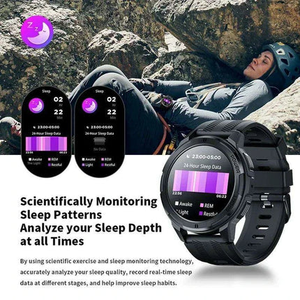 Men's Military-Grade Tactical Smartwatch - 1.43" AMOLED Touchscreen, Waterproof Design, Bluetooth Calling, 100+ Fitness Modes, Extended Battery Life - Très Elite