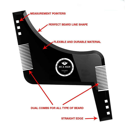 Men's Premium Beard Grooming Comb & Shaping Template Tool - Lightweight, Versatile, and Essential for Perfect Beard Styles - Très Elite