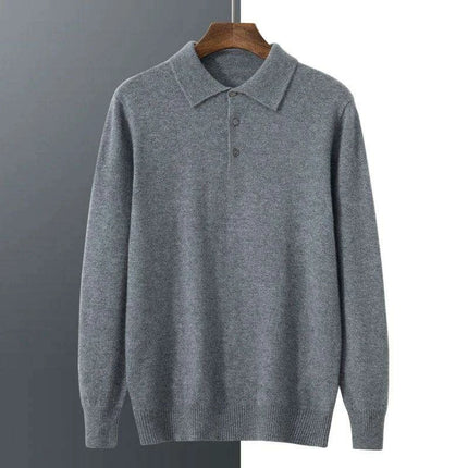 Men's Premium Cashmere Long Sleeve Polo Sweater - Très Elite