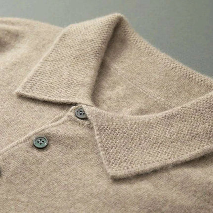 Men's Premium Cashmere Long Sleeve Polo Sweater - Très Elite
