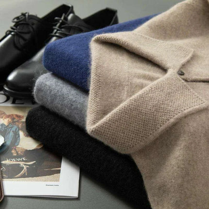 Men's Premium Cashmere Long Sleeve Polo Sweater - Très Elite