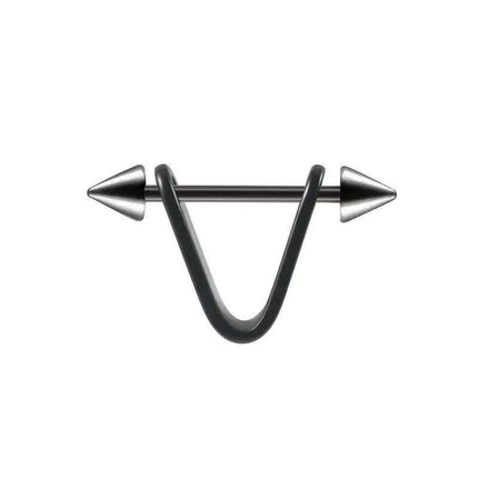 Men's Silver/Black Stainless Steel Spike Hoop Earring - Edgy Cartilage Jewelry for Tragus, Helix, and Daith Piercings - Très Elite