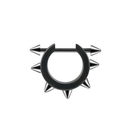 Men's Silver/Black Stainless Steel Spike Hoop Earring - Edgy Cartilage Jewelry for Tragus, Helix, and Daith Piercings - Très Elite