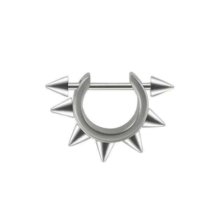 Men's Silver/Black Stainless Steel Spike Hoop Earring - Edgy Cartilage Jewelry for Tragus, Helix, and Daith Piercings - Très Elite