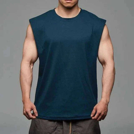 Men's Sleeveless Cotton Summer Vest - Gym Muscle Fitness Tank Top - Très Elite