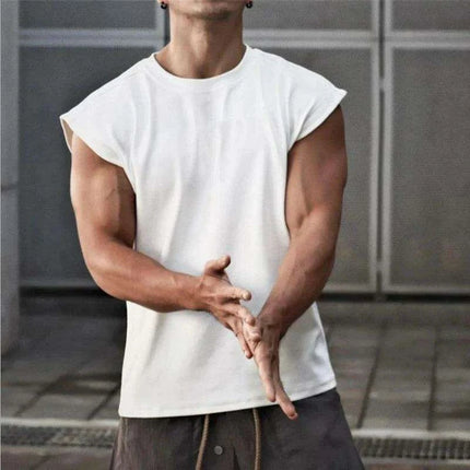 Men's Sleeveless Cotton Summer Vest - Gym Muscle Fitness Tank Top - Très Elite