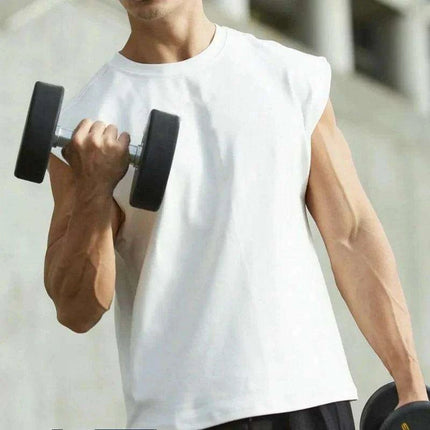 Men's Sleeveless Cotton Summer Vest - Gym Muscle Fitness Tank Top - Très Elite