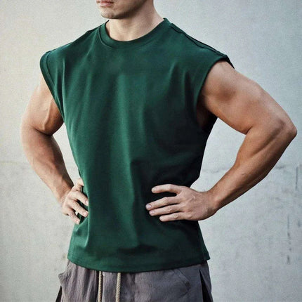 Men's Sleeveless Cotton Summer Vest - Gym Muscle Fitness Tank Top - Très Elite