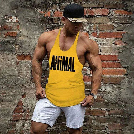 Men's Sleeveless Cotton Tank Top for Bodybuilding and Fitness - Muscle Stringer Vest - Très Elite