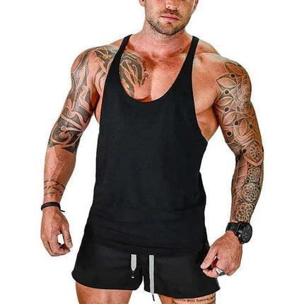 Men's Sleeveless Cotton Tank Top for Bodybuilding and Fitness - Muscle Stringer Vest - Très Elite