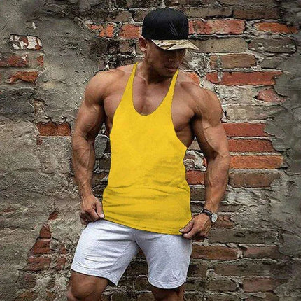 Men's Sleeveless Cotton Tank Top for Bodybuilding and Fitness - Muscle Stringer Vest - Très Elite