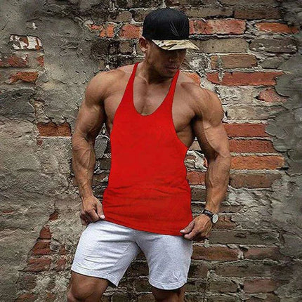Men's Sleeveless Cotton Tank Top for Bodybuilding and Fitness - Muscle Stringer Vest - Très Elite