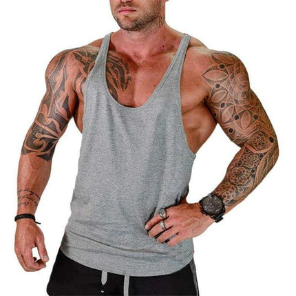 Men's Sleeveless Cotton Tank Top for Bodybuilding and Fitness - Muscle Stringer Vest - Très Elite