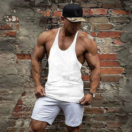 Men's Sleeveless Cotton Tank Top for Bodybuilding and Fitness - Muscle Stringer Vest - Très Elite