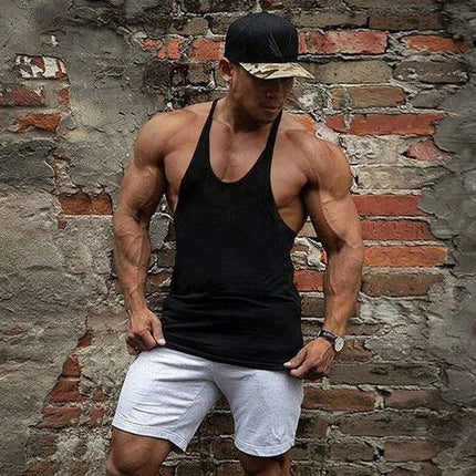 Men's Sleeveless Cotton Tank Top for Bodybuilding and Fitness - Muscle Stringer Vest - Très Elite