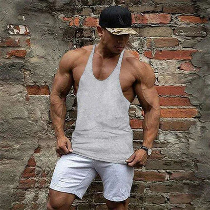 Men's Sleeveless Cotton Tank Top for Bodybuilding and Fitness - Muscle Stringer Vest - Très Elite