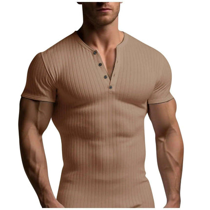 Men's Slim Fit V-Neck T-Shirt for Summer Running and Fitness Activities - Très Elite