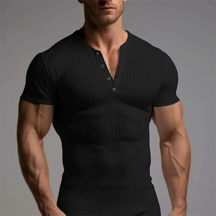 Men's Slim Fit V-Neck T-Shirt for Summer Running and Fitness Activities - Très Elite