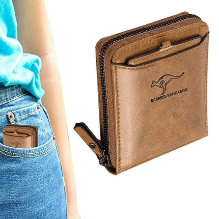 Men's Sophisticated Genuine Leather RFID Zipper Wallet - Multifunctional Business Card Holder with Coin Pocket - Très Elite