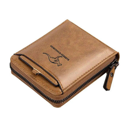 Men's Sophisticated Genuine Leather RFID Zipper Wallet - Multifunctional Business Card Holder with Coin Pocket..