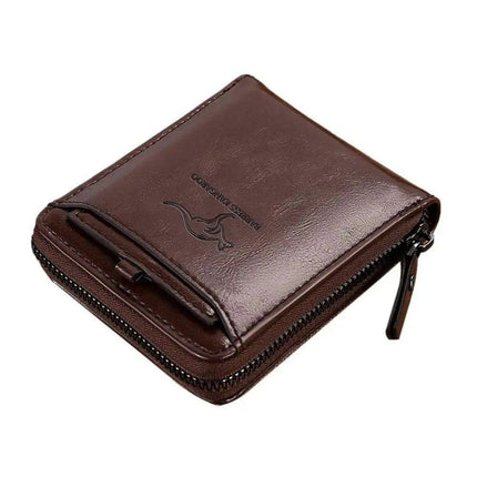 Men's Sophisticated Genuine Leather RFID Zipper Wallet - Multifunctional Business Card Holder with Coin Pocket..