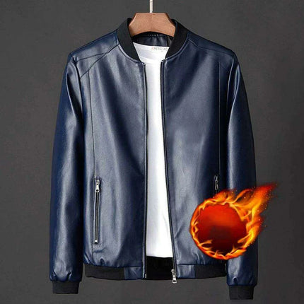 Men's Stylish Collarless Slim Fit Faux Leather Jacket - Trendy Korean Baseball Coat - Très Elite