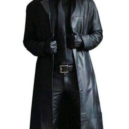 Men's Stylish Slim Fit Faux Leather Trench Coat - Trendy Autumn Windbreaker Jacket - Très Elite
