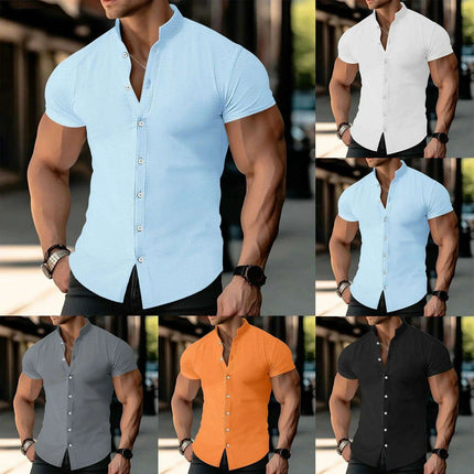 Men's Summer Fashion Casual Short Sleeve Solid Color Muscle Shirt - Très Elite