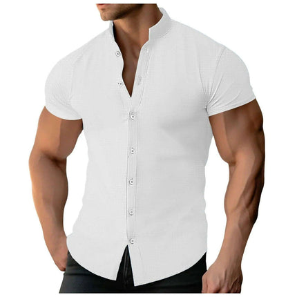 Men's Summer Fashion Casual Short Sleeve Solid Color Muscle Shirt - Très Elite
