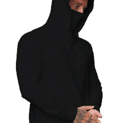 Men's Trendy Hoodie and Long Sleeve T-Shirt Combo with Built-in Mask