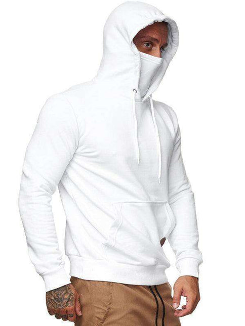 Men's Trendy Hoodie and Long Sleeve T-Shirt Combo with Built-in Mask