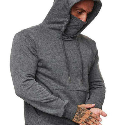 Men's Trendy Hoodie and Long Sleeve T-Shirt Combo with Built-in Mask