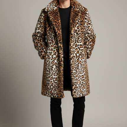 Men's Urban Leopard Print Faux Fur Jacket - Essential Fashion Statement for Street Style - Très Elite