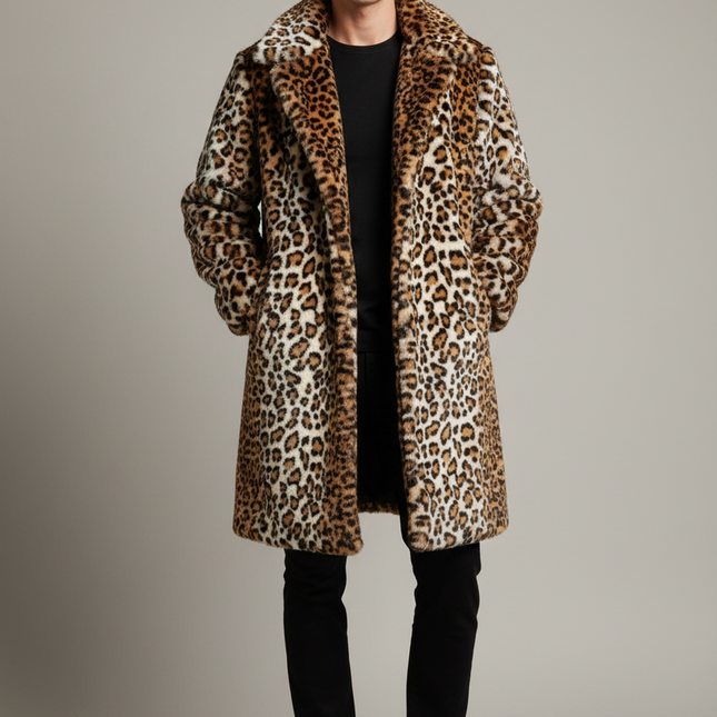 Men's Urban Leopard Print Faux Fur Jacket - Essential Fashion Statement for Street Style - Très Elite