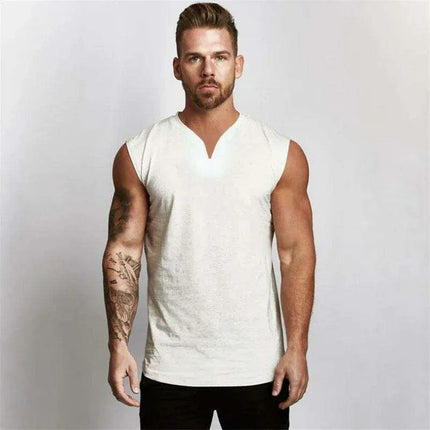 Men's V Neck Cotton Muscle Tank Top - Sleeveless Gym Wear for Bodybuilding and Fitness - Très Elite