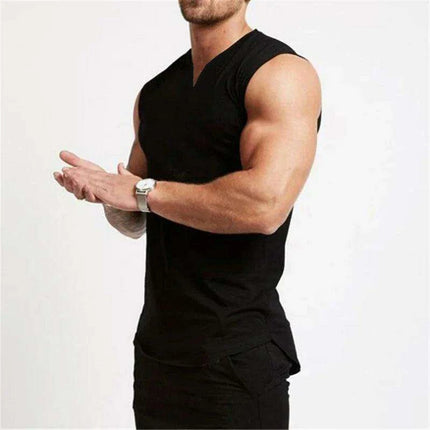 Men's V Neck Cotton Muscle Tank Top - Sleeveless Gym Wear for Bodybuilding and Fitness - Très Elite