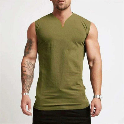 Men's V Neck Cotton Muscle Tank Top - Sleeveless Gym Wear for Bodybuilding and Fitness - Très Elite