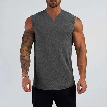Men's V Neck Cotton Muscle Tank Top - Sleeveless Gym Wear for Bodybuilding and Fitness - Très Elite