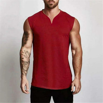 Men's V Neck Cotton Muscle Tank Top - Sleeveless Gym Wear for Bodybuilding and Fitness - Très Elite