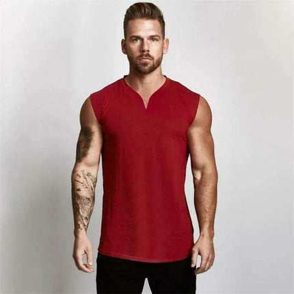 Men's V Neck Cotton Muscle Tank Top - Sleeveless Gym Wear for Bodybuilding and Fitness - Très Elite