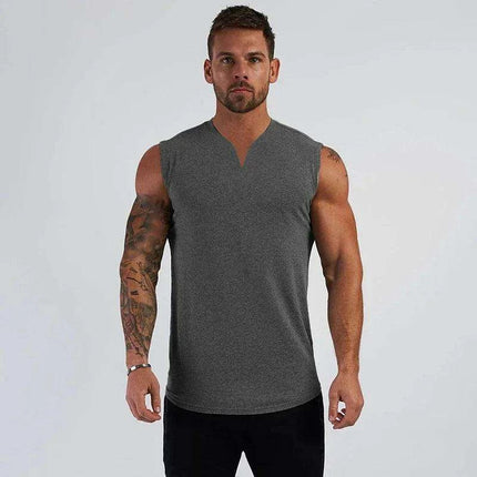 Men's V Neck Cotton Muscle Tank Top - Sleeveless Gym Wear for Bodybuilding and Fitness - Très Elite