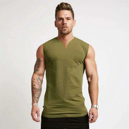 Men's V Neck Cotton Muscle Tank Top - Sleeveless Gym Wear for Bodybuilding and Fitness - Très Elite